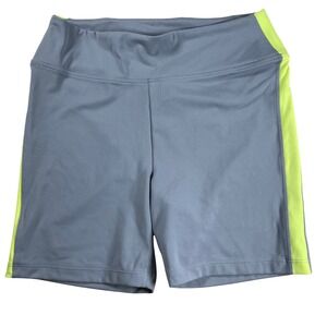 PINK Active Bike‎ Shorts Womens Medium Gray High Waist Neon Athletic Gym Pocket